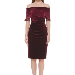 Vince Camuto off-the-shoulder velvet midi dress